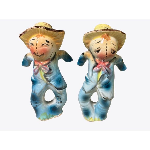 Scarecrow Salt and Pepper Vintage Shaker Set - Picture 1 of 10